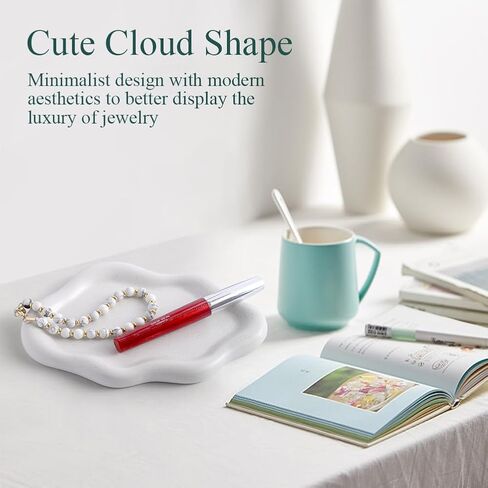 zxbaers Cloud Jewelry Tray, Ceramic Trinket Dish Holder Cute Decorative Plate for Rings, Bracelet, Necklace Women Aesthetic Room Decor Birthday Thanksgiving Christmas Gift in Kuwait