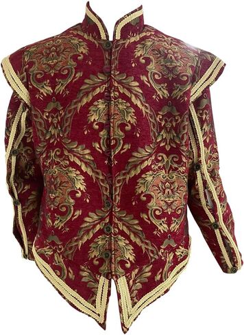 Willyacos Mens Tudor jacket Coat Tudor Elizabethan Period Noble King Colonial Pirate Costume Doublet with Removable Sleeves in Saudi Arabia