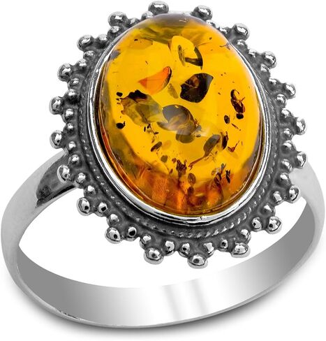 Ian and Valeri Co. Amber Sterling Silver Victorian Style Oval Ring in Saudi Arabia