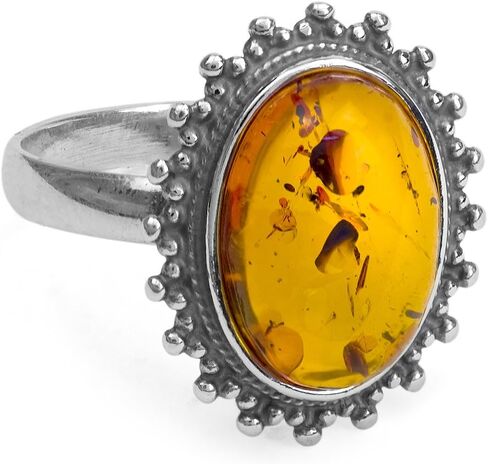 Ian and Valeri Co. Amber Sterling Silver Victorian Style Oval Ring in Saudi Arabia