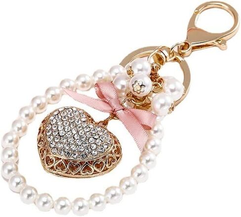 Vedory Lady's Keychain Heart Crystal Rhinestone Backpack Car Key Ring Charm Purse Pendant Handbag Birthday Gift for Women in Saudi Arabia