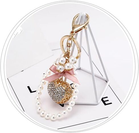 Vedory Lady's Keychain Heart Crystal Rhinestone Backpack Car Key Ring Charm Purse Pendant Handbag Birthday Gift for Women in Saudi Arabia