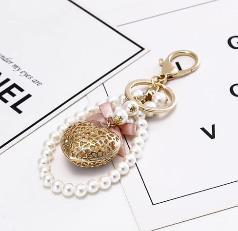 Vedory Lady's Keychain Heart Crystal Rhinestone Backpack Car Key Ring Charm Purse Pendant Handbag Birthday Gift for Women in Saudi Arabia
