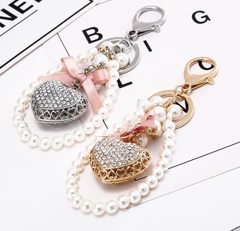 Vedory Lady's Keychain Heart Crystal Rhinestone Backpack Car Key Ring Charm Purse Pendant Handbag Birthday Gift for Women in Saudi Arabia