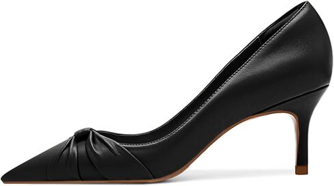 PiePieBuy Womens Pointed Toe Pumps Twist Knot Stiletto Mid Heel Faux Leather Dress Shoes in Kuwait