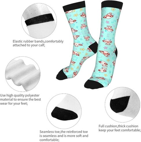 Yaateeh The Axolotl Kawaii مضحك للجنسين فستان الجوارب يتوهم الجدة عادية مجنون طاقم الجوارب للرجال النساء in Kuwait