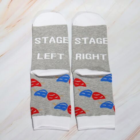 CMNIM Theater Drama Gifts Theater Lover Gifts 2 Pairs Stage Left Stage Right Socks Gift for Actors Theatre Student Performer in Kuwait