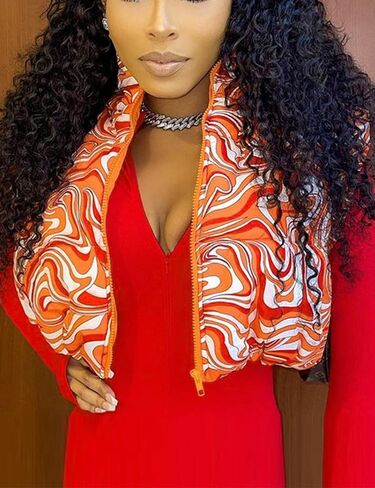 Yimoon Women's Cropped Vest Stand Collar Padded Puffer Vest Lightweight Full Zip Gilet Sleeveless Quilted Jacket(Orange-XS) in Saudi Arabia