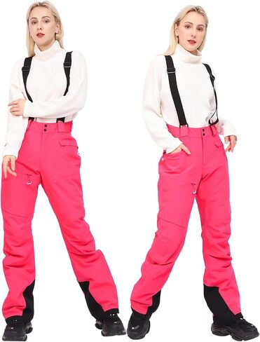 fit space Women's Ski Pants Waterproof 15,000mm Deachable Stretch Suspenders Winter Alpine Snowboarding Pants in Saudi Arabia