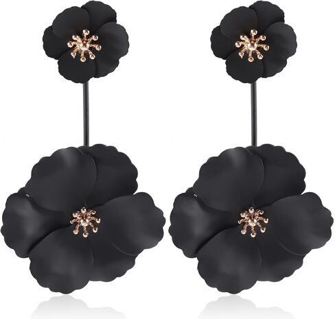 Long Statement Red Acrylic Rose Earrings for Women and Girls, Dangle Neon Mexican Tropical Hawaiian Costume Flower Floral Earring Jewelry Drop Fashion Large Lightweight in Saudi Arabia