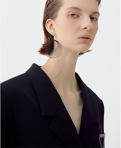 ONLYJUMP Multilayer Round Hoop Earrings for Women Girls Personality Fashion Large Smooth Thin Metal Circle Geometric Boho Multiple Drawing Dangle Drop Statement Earrings Minimalist Jewelry Ladies Gifts in Saudi Arabia
