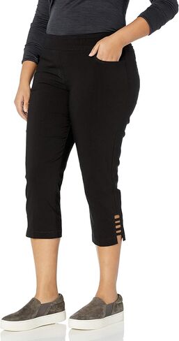 SLIM-SATION Women's Plus Size Pull on Solid Crop with Real Front & Back Pockets & Straps in Saudi Arabia