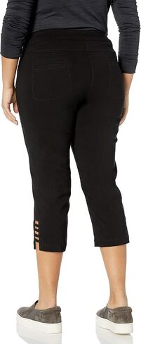 SLIM-SATION Women's Plus Size Pull on Solid Crop with Real Front & Back Pockets & Straps in Saudi Arabia