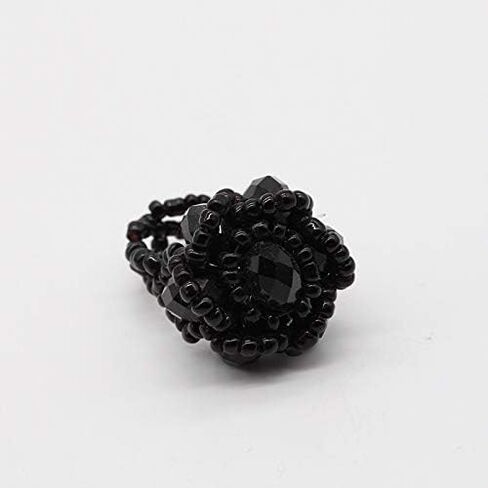 Handmade Blooming Rose Flower Crystal Stretch Ring Elastic Rope with Colorful Crystal Beads Adjustable Statement Ring in Saudi Arabia