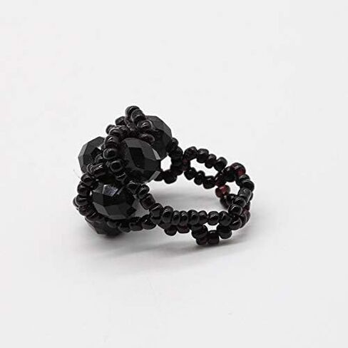 Handmade Blooming Rose Flower Crystal Stretch Ring Elastic Rope with Colorful Crystal Beads Adjustable Statement Ring in Saudi Arabia