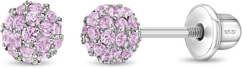 925 Sterling Silver 4mm Cubic Zirconia Burst Screw Back Earrings Stud for Toddlers & Girls - Sparkling Fireball CZ Earrings for Little Girls - Quality Sterling Silver for Sensitive Ears in Saudi Arabia