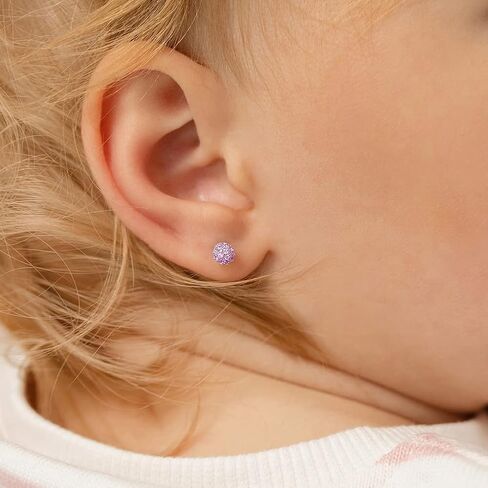925 Sterling Silver 4mm Cubic Zirconia Burst Screw Back Earrings Stud for Toddlers & Girls - Sparkling Fireball CZ Earrings for Little Girls - Quality Sterling Silver for Sensitive Ears in Saudi Arabia