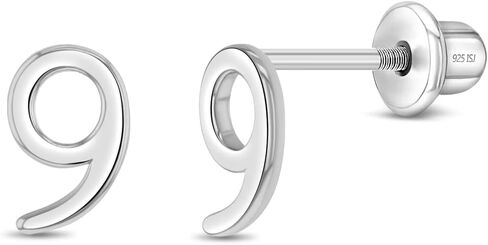 925 Sterling Silver Polished Number Screw Back Earrings For Toddlers, Little Girls and Preteens - Stylish Age Earrings For A Young Girls Birthday Celebration - Classic Earrings For Young Girls in Saudi Arabia