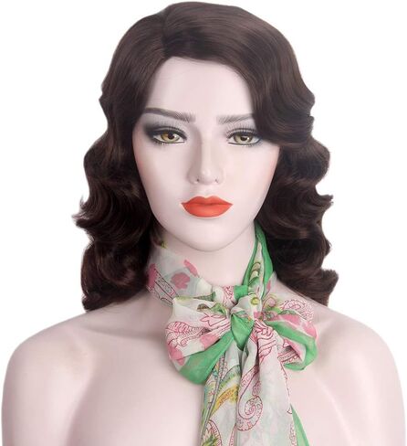Baiansyy 1920s wigs for women Long Flapper Vintage Wig Synthetic Heat Resistant Hair Full Wigs for Halloween Cosplay Costume Party Finger Wave Wigs(Brown) in Saudi Arabia