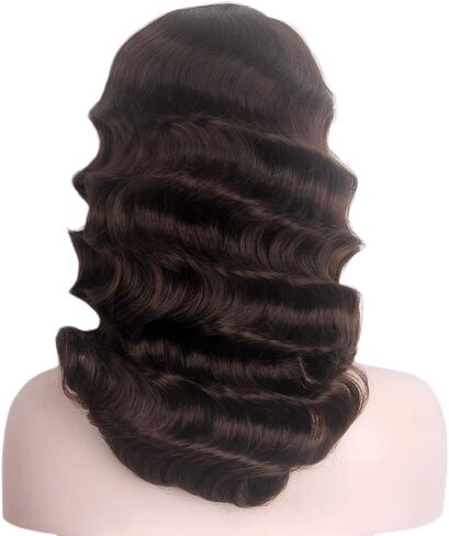 Baiansyy 1920s wigs for women Long Flapper Vintage Wig Synthetic Heat Resistant Hair Full Wigs for Halloween Cosplay Costume Party Finger Wave Wigs(Brown) in Saudi Arabia