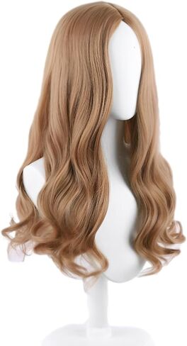 Gorgewg Brown Curly Cosplay Wig Women Halloween Costume Long Wavy Middle Part Hair with Wigcap in Kuwait
