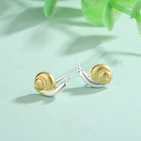 Cute Snail Mushroom Ring for Women Creative Cartoon Mushroom Snail Necklace Snail Stud Earrings Adjustable Gold Silver Snail Mushroom Animal Jewelry for Teen Girls in Saudi Arabia