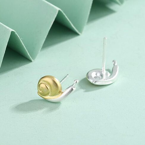 Cute Snail Mushroom Ring for Women Creative Cartoon Mushroom Snail Necklace Snail Stud Earrings Adjustable Gold Silver Snail Mushroom Animal Jewelry for Teen Girls in Saudi Arabia