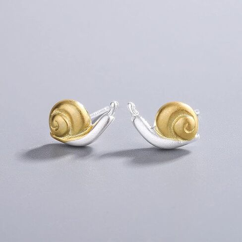 Cute Snail Mushroom Ring for Women Creative Cartoon Mushroom Snail Necklace Snail Stud Earrings Adjustable Gold Silver Snail Mushroom Animal Jewelry for Teen Girls in Saudi Arabia