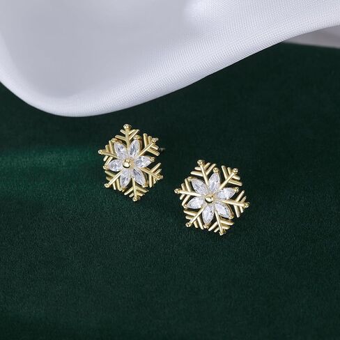 SLUYNZ 925 Sterling Silver CZ Snowflake Earrings Studs for Women Teen Girls Shiny Snowflake Studs Earrings in Saudi Arabia