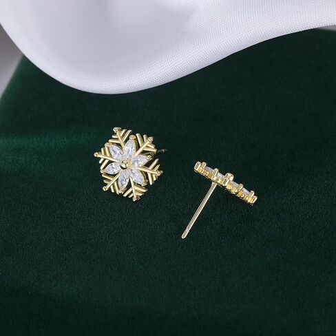 SLUYNZ 925 Sterling Silver CZ Snowflake Earrings Studs for Women Teen Girls Shiny Snowflake Studs Earrings in Saudi Arabia