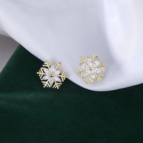SLUYNZ 925 Sterling Silver CZ Snowflake Earrings Studs for Women Teen Girls Shiny Snowflake Studs Earrings in Saudi Arabia