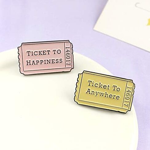 Flairs New York Premium Handmade Enamel Lapel Pin Brooch Badge (Ticket To Anywhere Pink, 1 Pin) in Saudi Arabia