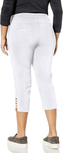 SLIM-SATION Women's Plus Size Pull on Solid Crop with Real Front & Back Pockets & Straps in Kuwait