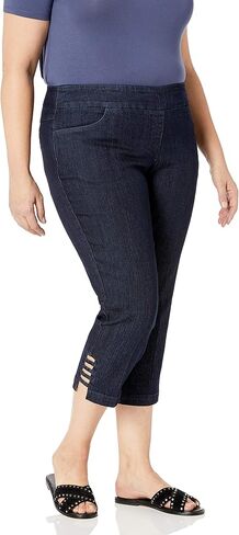 SLIM-SATION Women's Plus Size Pull on Solid Crop with Real Front & Back Pockets & Straps in Saudi Arabia