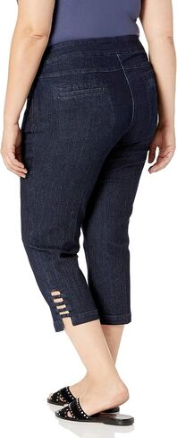 SLIM-SATION Women's Plus Size Pull on Solid Crop with Real Front & Back Pockets & Straps in Saudi Arabia
