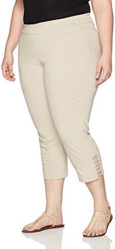 SLIM-SATION Women's Plus Size Pull on Solid Crop with Real Front & Back Pockets & Straps in Saudi Arabia