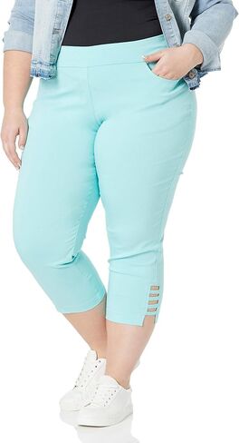 SLIM-SATION Women's Plus Size Pull on Solid Crop with Real Front & Back Pockets & Straps in Saudi Arabia