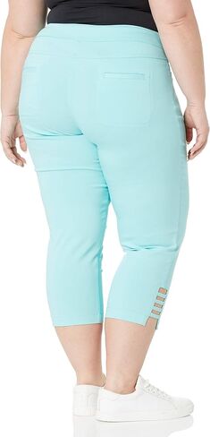 SLIM-SATION Women's Plus Size Pull on Solid Crop with Real Front & Back Pockets & Straps in Saudi Arabia
