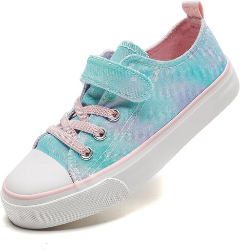 Kids Canvas Shoes Boys Girls Slip On Glitter Color Casual Walks Sneakers in Kuwait