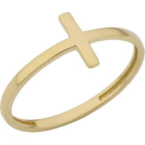 Kooljewelry 10k خاتم متقاطع من الذهب الأصفر أو الأبيض أو الوردي