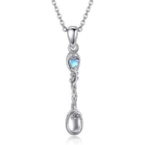 JERWLI Spoon Necklace Sterling Silver Tree of Life Spoon Pendant Necklace Moonstone Spoon Jewelry for Women Girls Gifts in Saudi Arabia