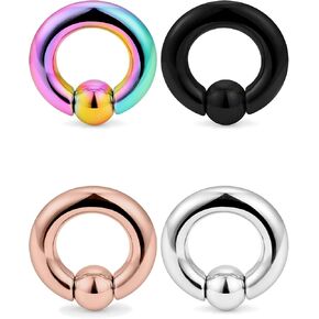 Ftovosyo PA Rings حلقات الخرزة الأسيرة حلقات زنبركية CBR Monster Screwball Rings حلقة حاجز كبيرة الأذن مقاييس الأقراط 2G 4G 6G 8G 316L مجوهرات الجسم الجراحية الفولاذية المثقوبة 4 قطع in Kuwait