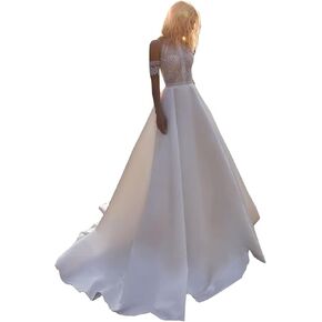 Beach Wedding Dresses for Bride 2023 Lace Boho Off Shoulder Bridal Gowns for Women with Train in Saudi Arabia