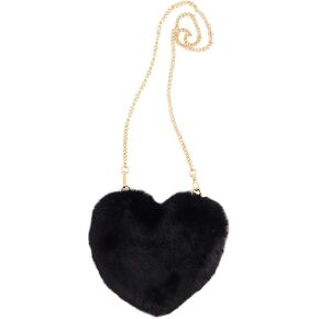 surell - Faux Rex Rabbit Fur Heart Shaped Bag - Fuzzy Crossbody Bag