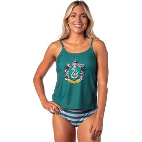Harry Potter Womens' Hogwarts All Houses Crest Wizarding World Swimsuit Tankini Bathing Suit