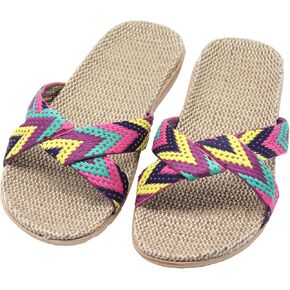 FRALOSHA Women's Summer Slippers Flax Cross House Shoes Indoor Breathable Outdoor Sandals in Saudi Arabia