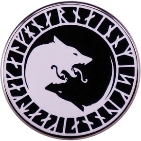 Fenrir Wolf Yin Yang Celtic Norse Viking Knot Runes God Odin Ragnarok 1.1" Lapel Enamel Pin, 1.1 Inches Tall, Enamel, metal in Saudi Arabia