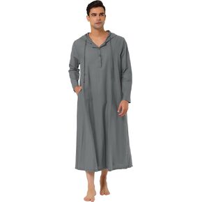 Lars Amadeus Men's Nightshirt Long Sleep Shirt Hooded Loungewear Nightgown Pajamas in Kuwait