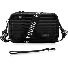 WisePoint Mini Suitcase Crossbody Bag, Plastic Mini Suitcase Bag Suitcase Purses Stylish Suitcase Cosmetic Bag with 2 Straps