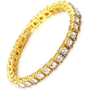 Halukakah Gold Chain for Men Iced Out,6MM Men's Tennis Chain 18k Real Gold/Platinum White Gold/Rhodium Black Plated Choker Necklace Bracelet,Lab Diamond Prong Set,Gift for Him